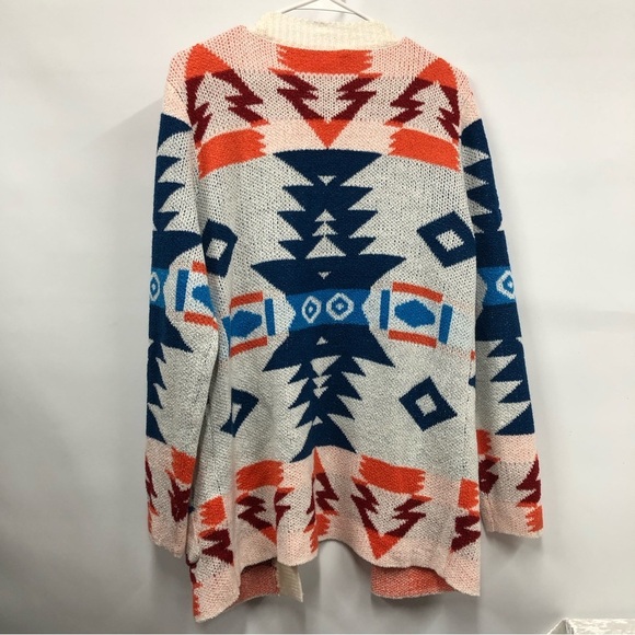Women’s aztec long sweater open cardigan size medium - Picture 2 of 6